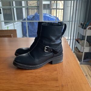 All Saints black leather moto boots